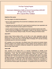 Five Days Training Program on Government e-Marketplace and General Financial Rules 2017  from 29th April to 3rd May, 2019 at NPTI, Faridabad.