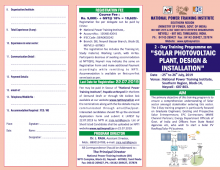 Two Days Training Programme on Solar Photovoltaic Plant, Design and Installation from 25th - 26th July, 2019 at NPTI, Neyveli.