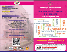 Three Days Training Program on Procurement Procedures and Contracting from 26th to 28th September, 2018.